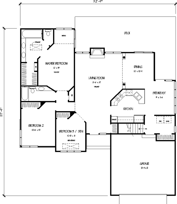 Cottage House Plan with 3 Bedrooms and 2.5 Baths - Plan 1238